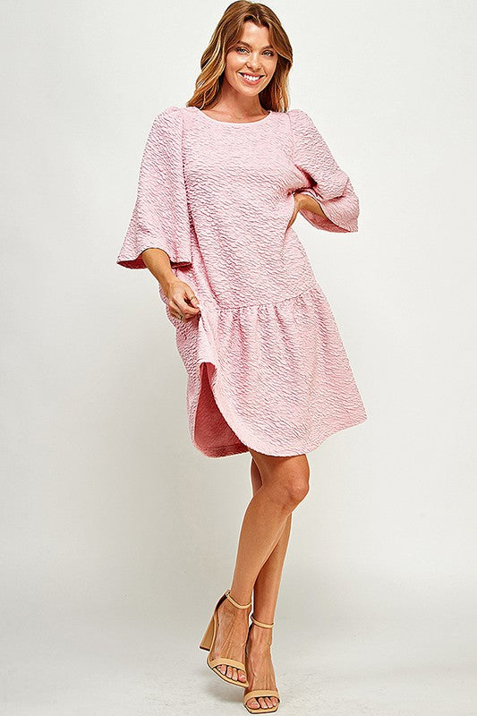 TEXTURED PINK PARTY DRESS