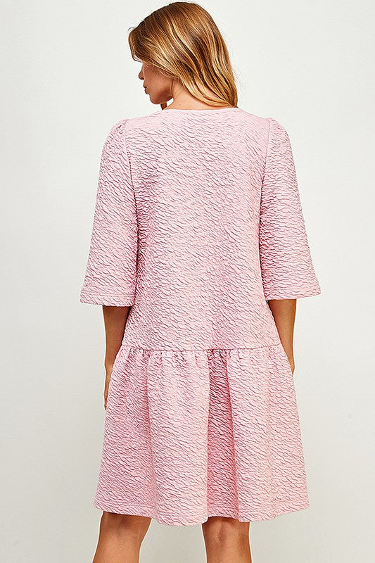 TEXTURED PINK PARTY DRESS