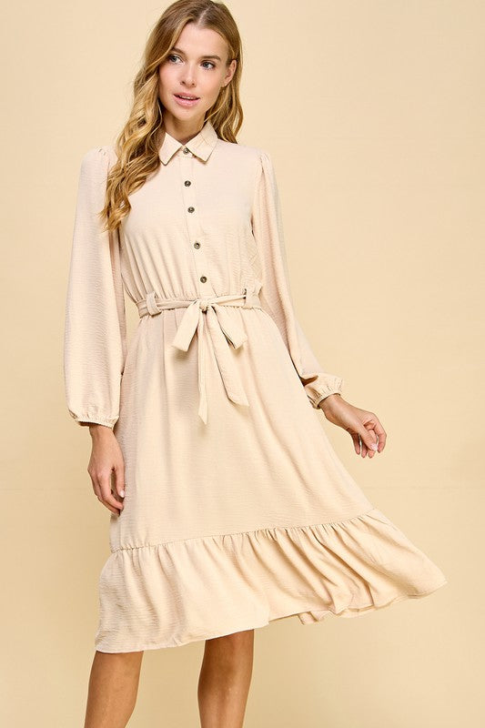 HALF BUTTON DOWN SHIRT DRESS