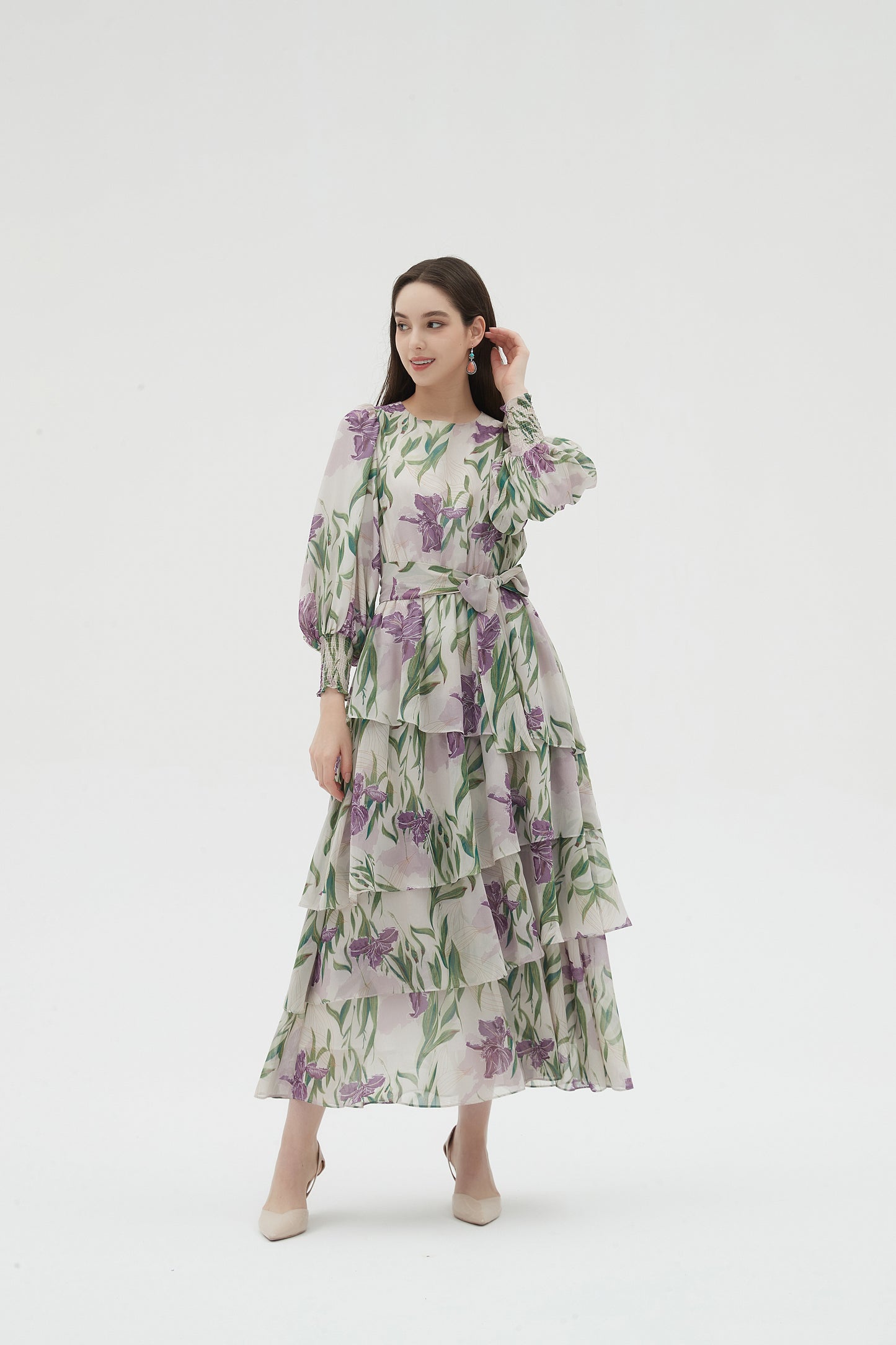 MAXI TIERED DRESS TULIPS