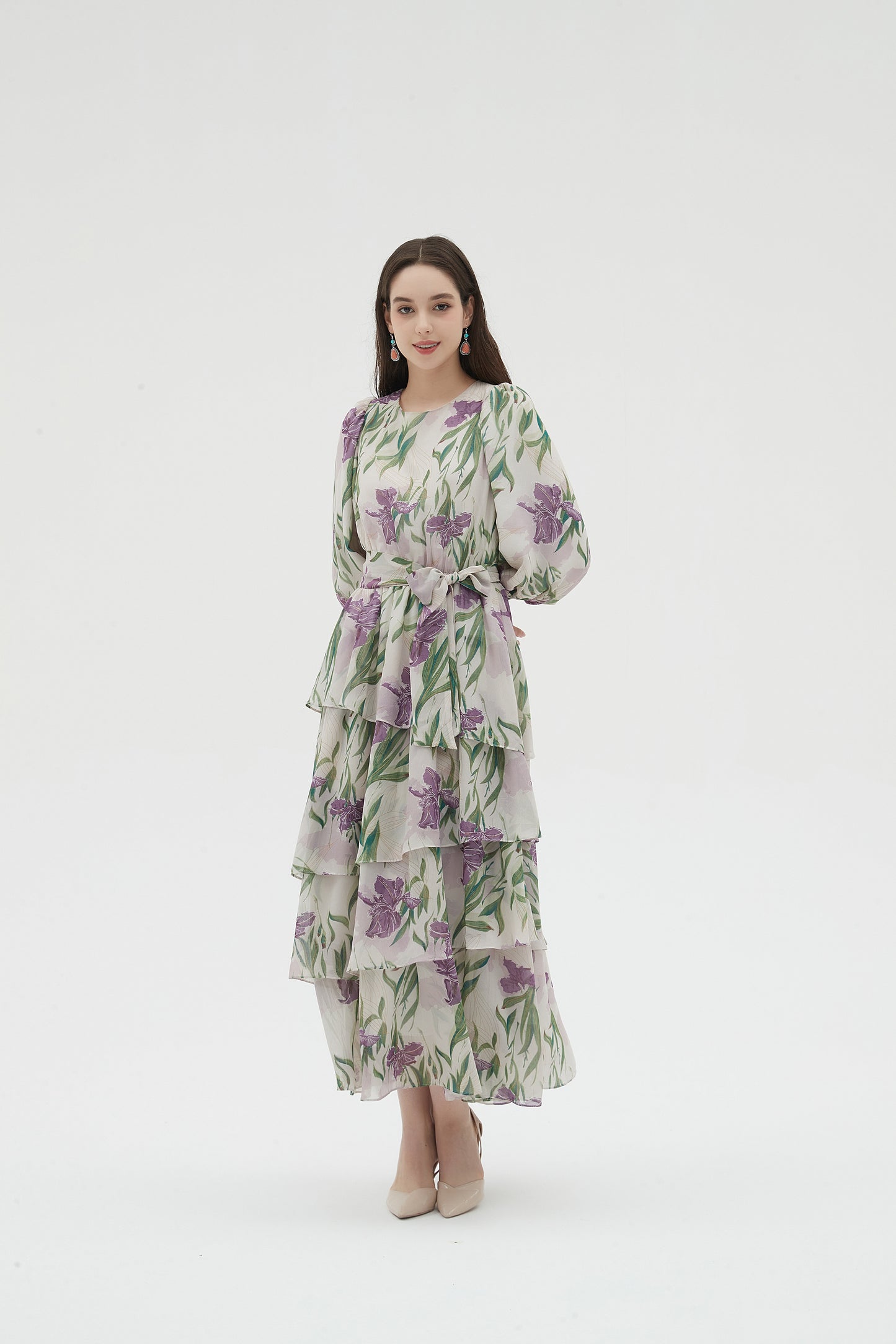 MAXI TIERED DRESS TULIPS