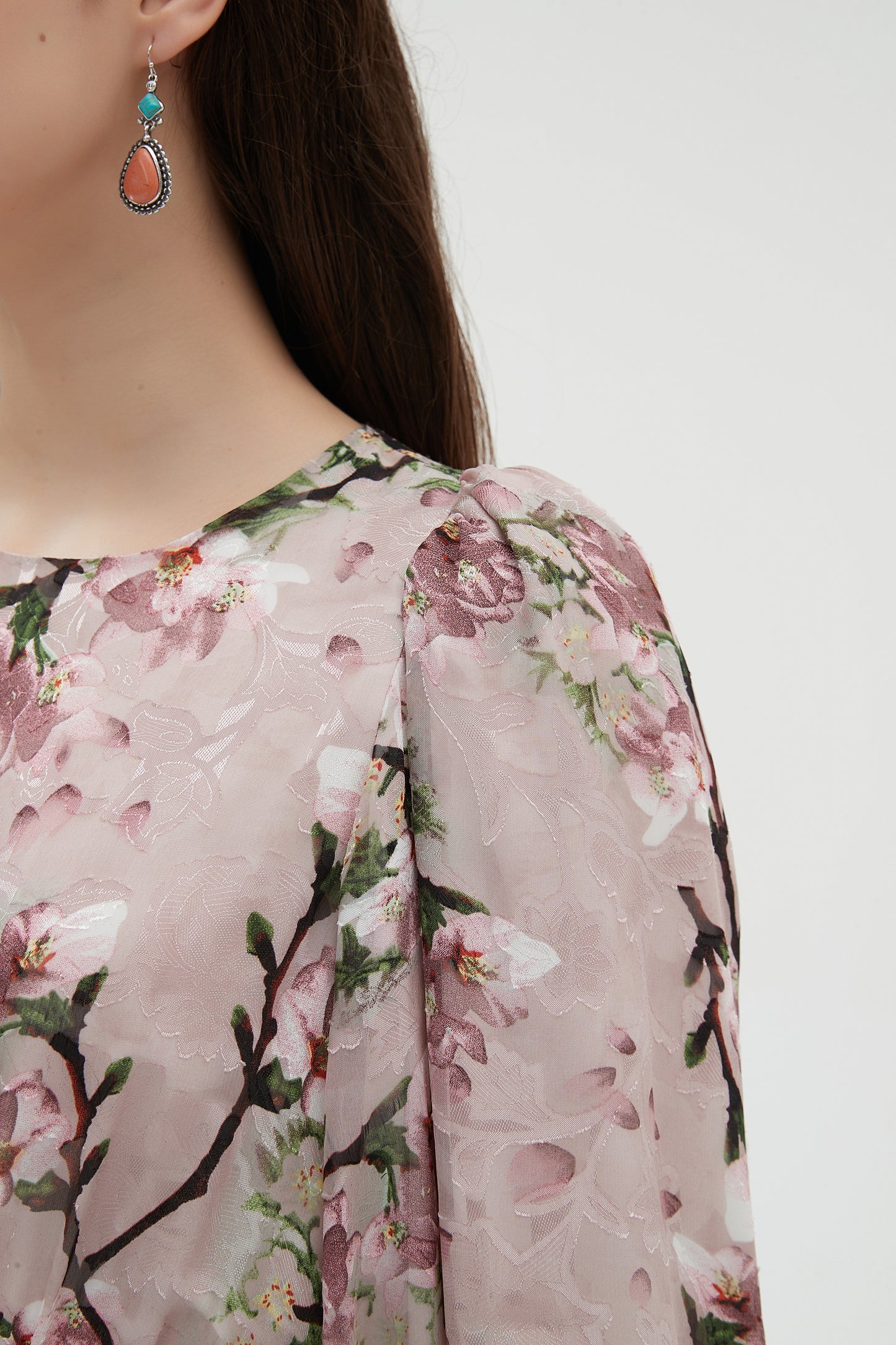MAXI TIERED DRESS PINK GARDEN