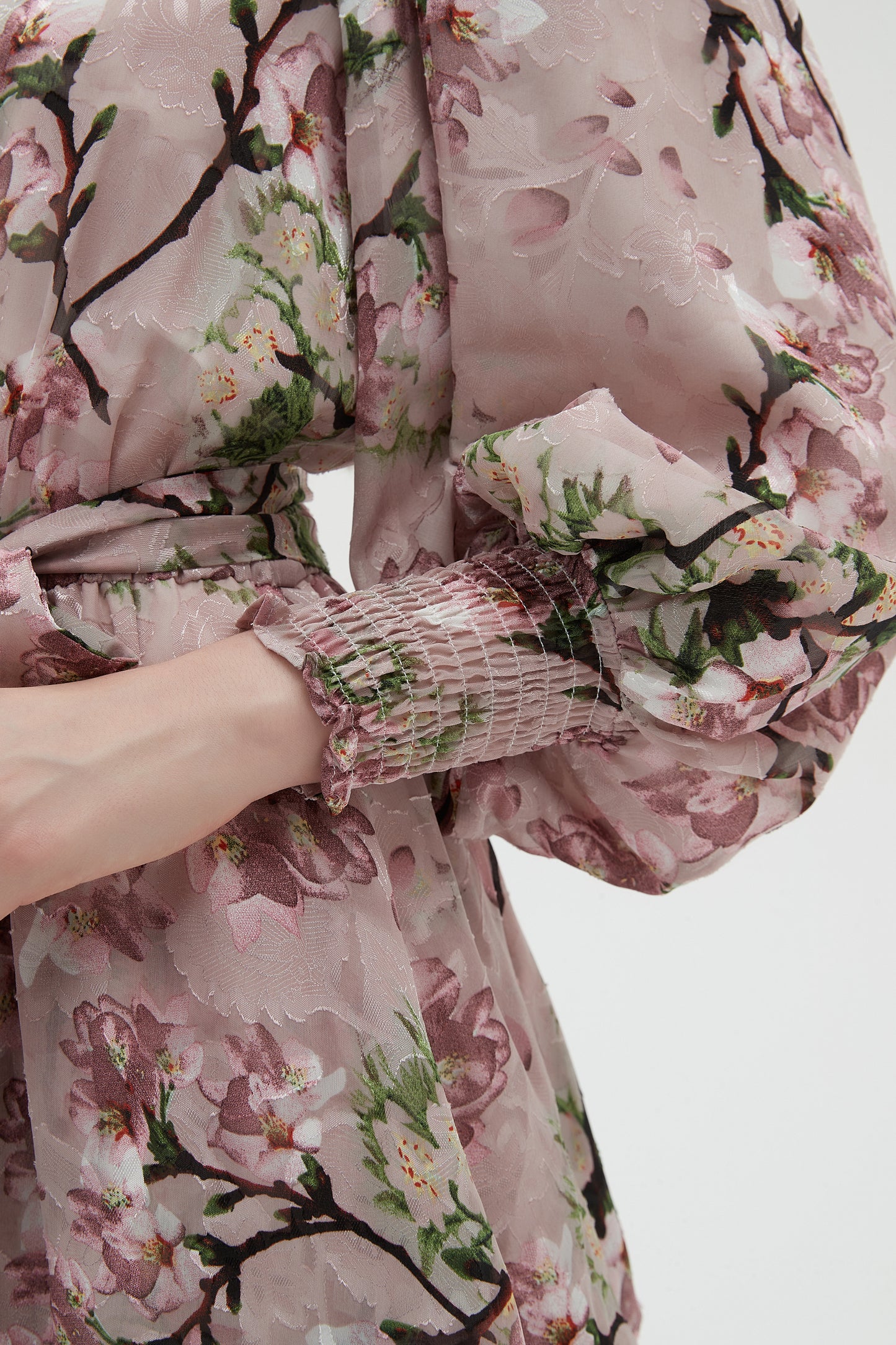 MAXI TIERED DRESS PINK GARDEN