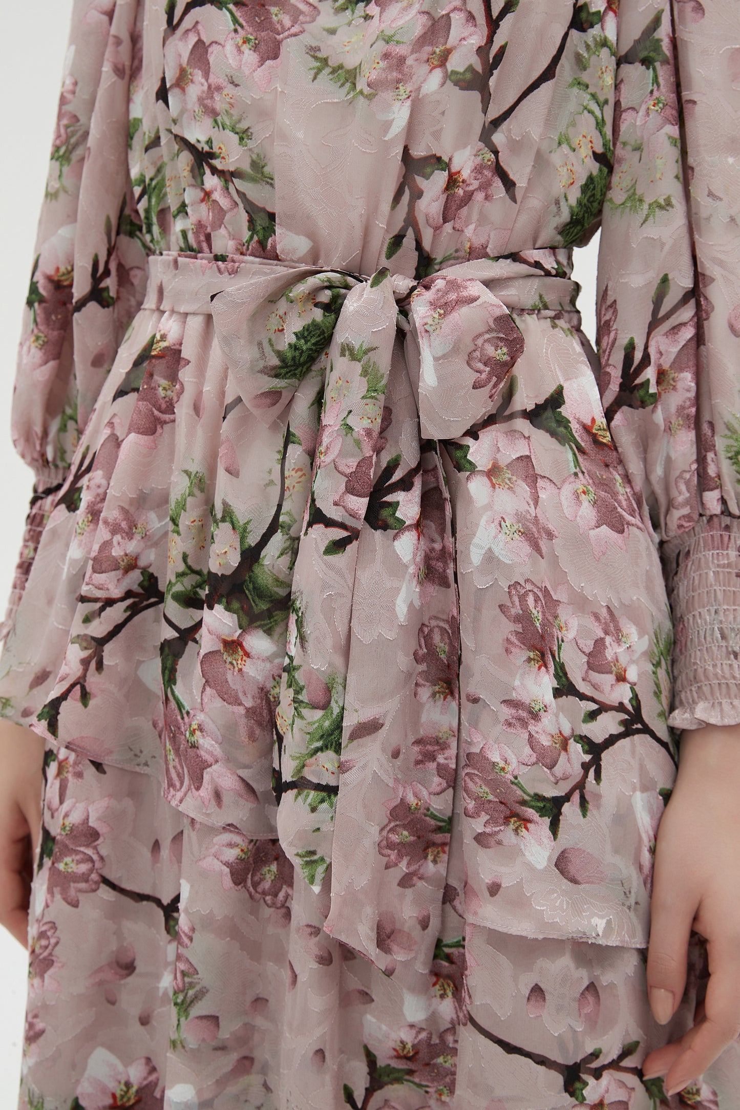 MAXI TIERED DRESS PINK GARDEN