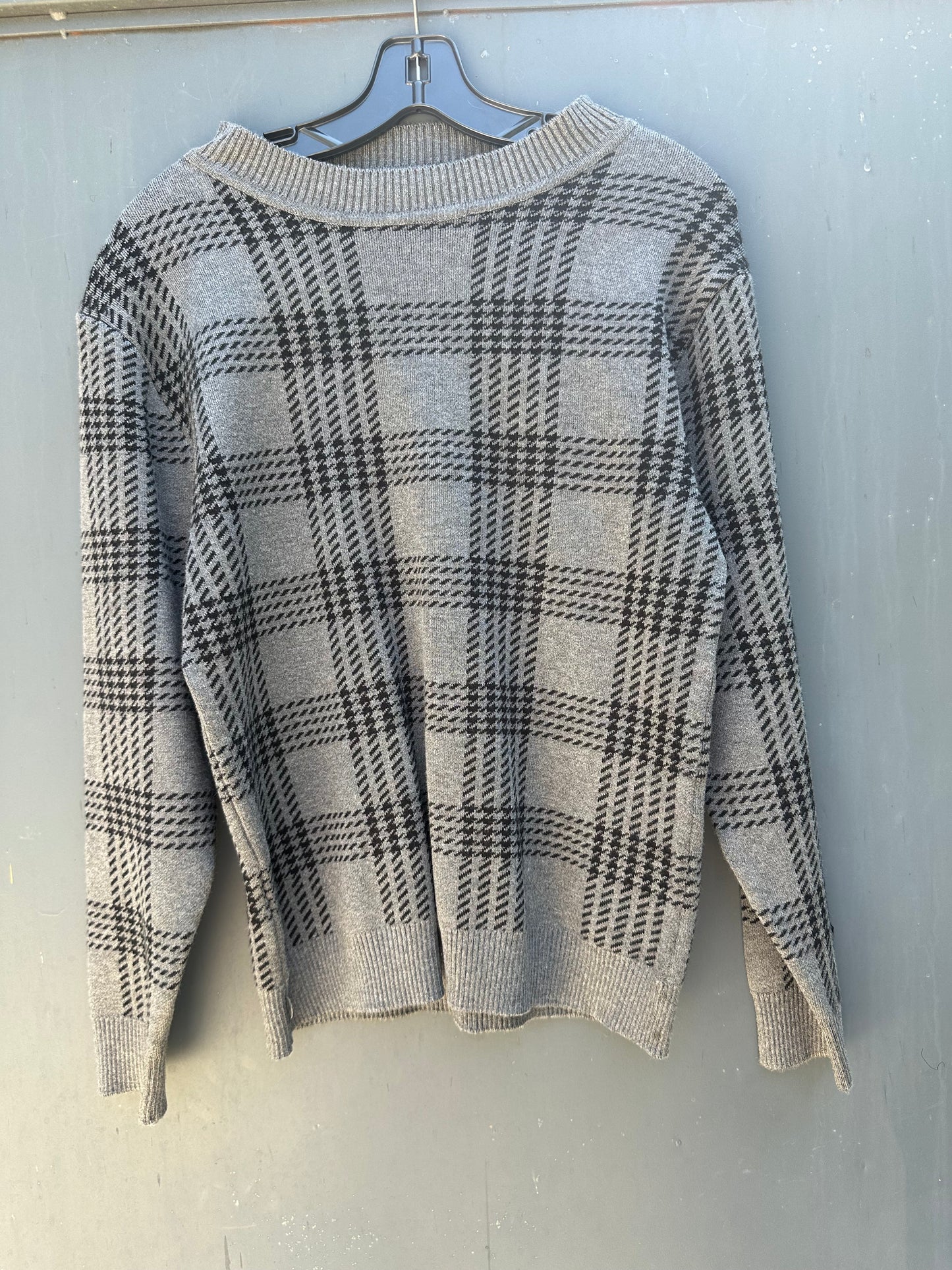 CHARCOAL PLAID SWEATER