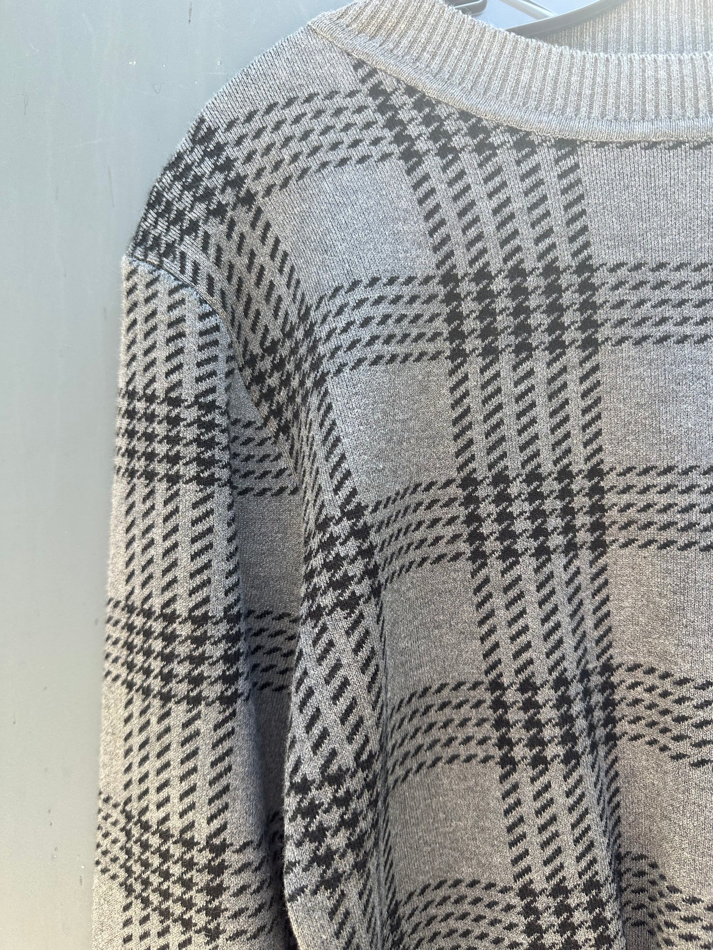 CHARCOAL PLAID SWEATER