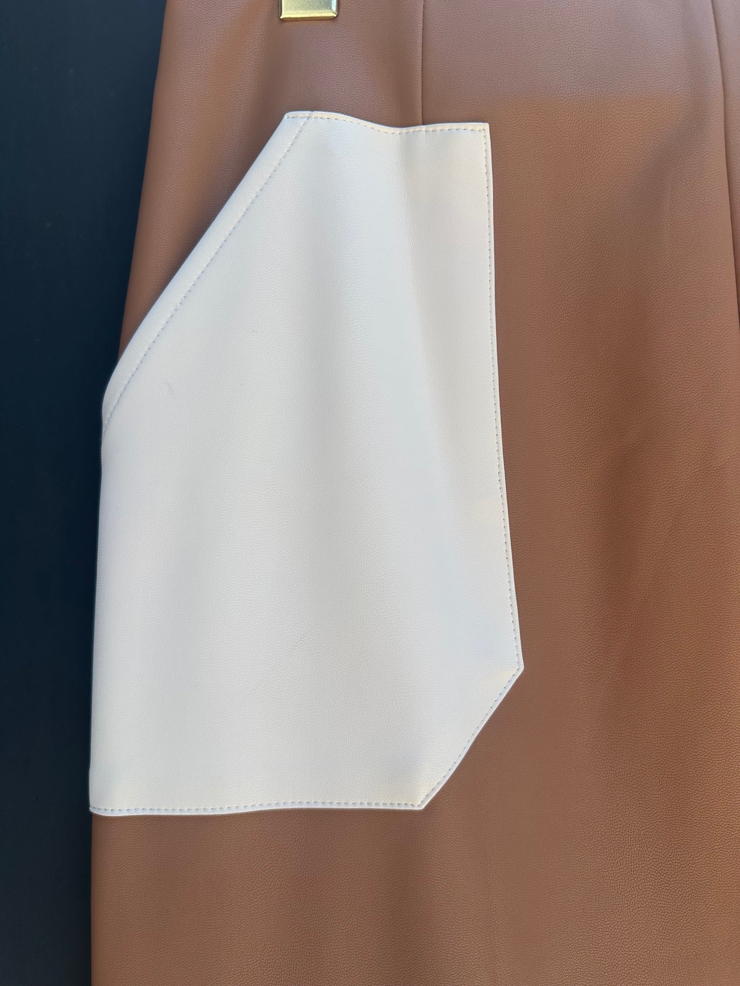 CONSTRAST LEATHER PENCIL SKIRT