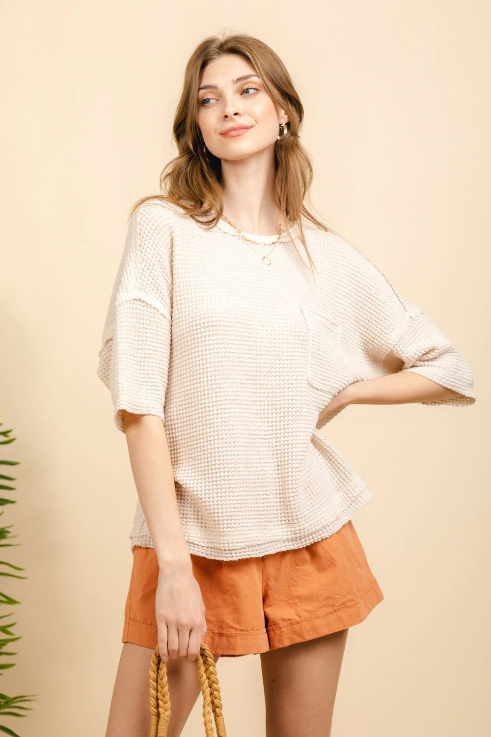 WAFFLE KNIT COMFY TOP