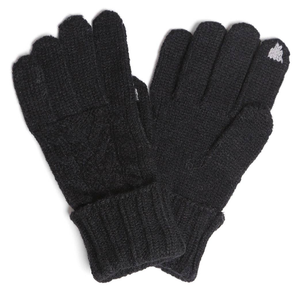 Solid Cable Knitted Flip Cuff Touch Gloves: ONE SIZE / 6 ASSORTED COLORS