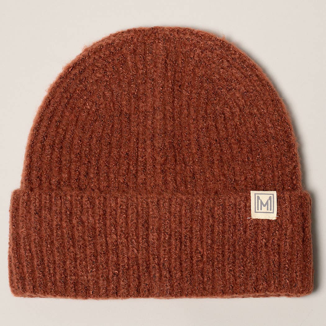 Soft Basic Ribbed Knit Cuff Beanie Hat: ONE SIZE / DENIM BLUE-NEW