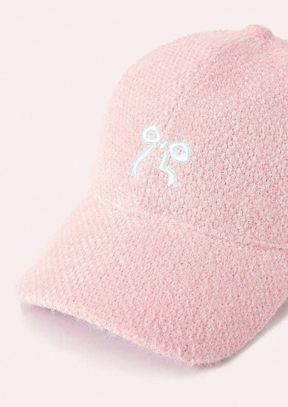 EMBROIDERY BOW FUZZY BASEBALL HAT CAP | 21HW401