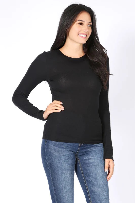 BASIC RIBBED LONG SLEEVE TEE