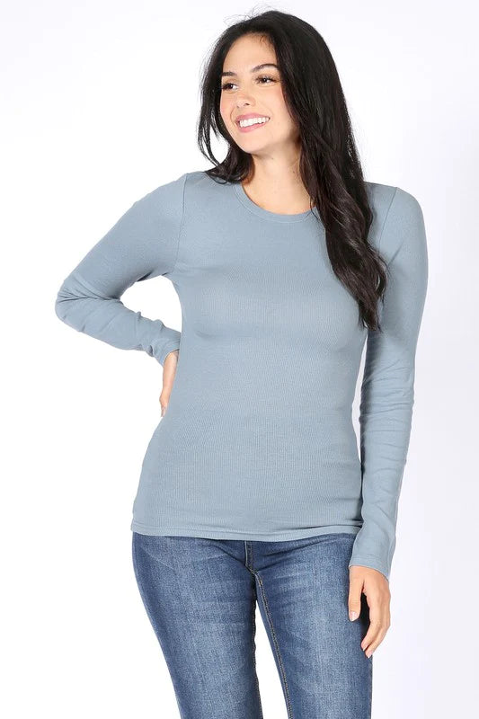 BASIC RIBBED LONG SLEEVE TEE