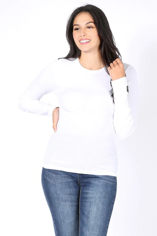 BASIC RIBBED LONG SLEEVE TEE