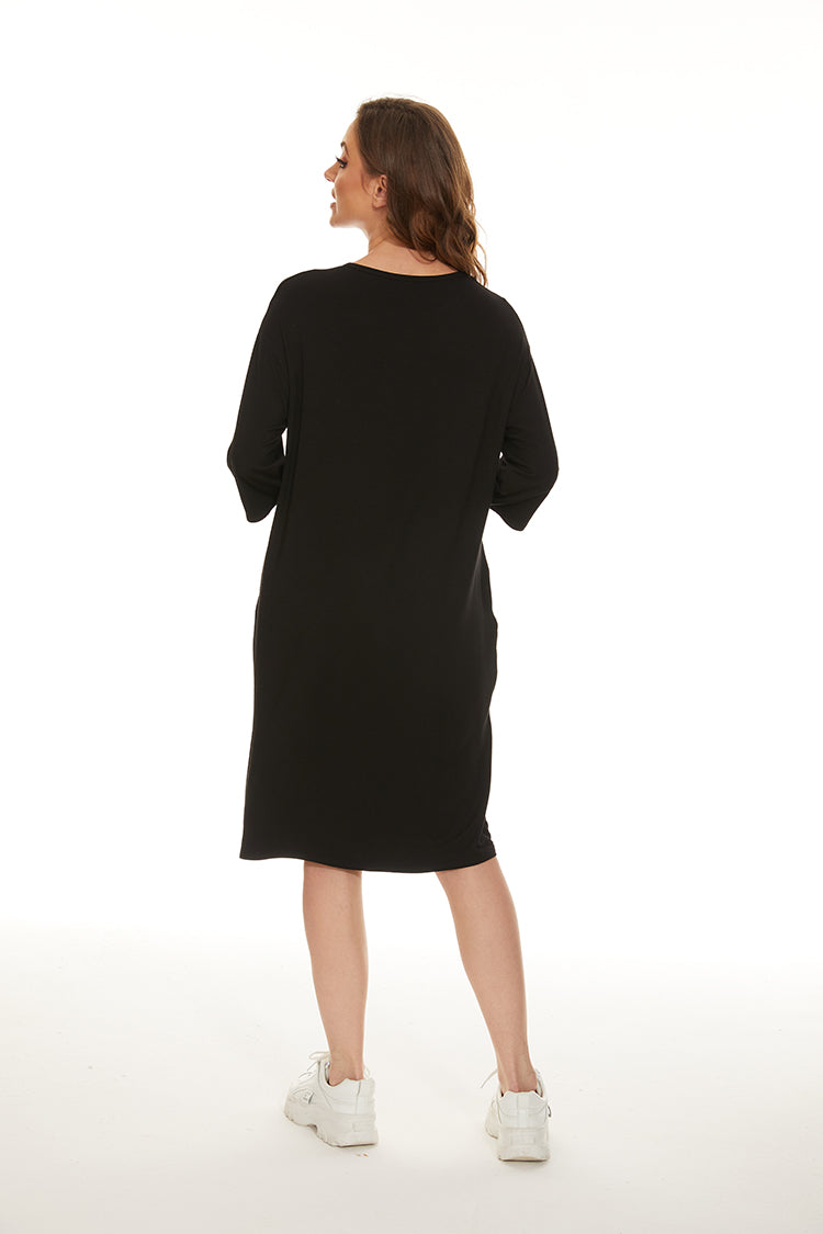 MM EVERYTHING TSHIRT DRESS - BLACK CREW NECK