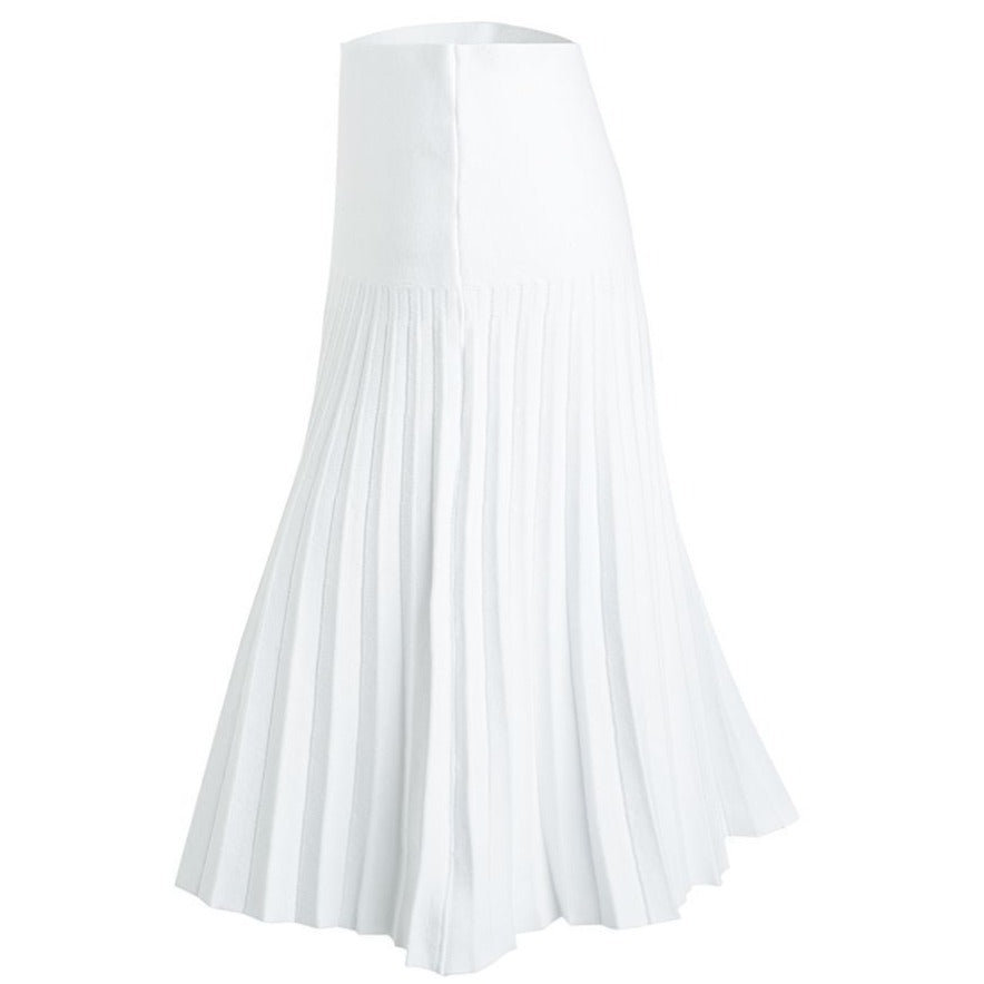 MM SUMMER PLEATED SKIRT- PURE WHITE.