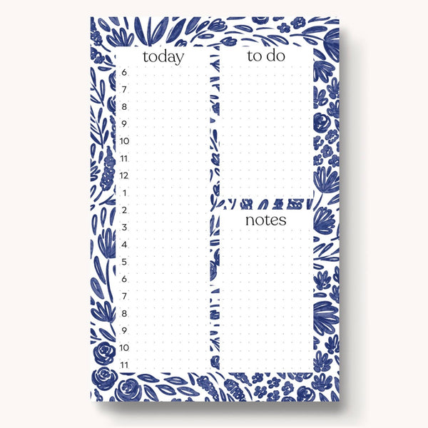Porcelain Floral Daily Planner Notepad, 8.5x5.5 in.