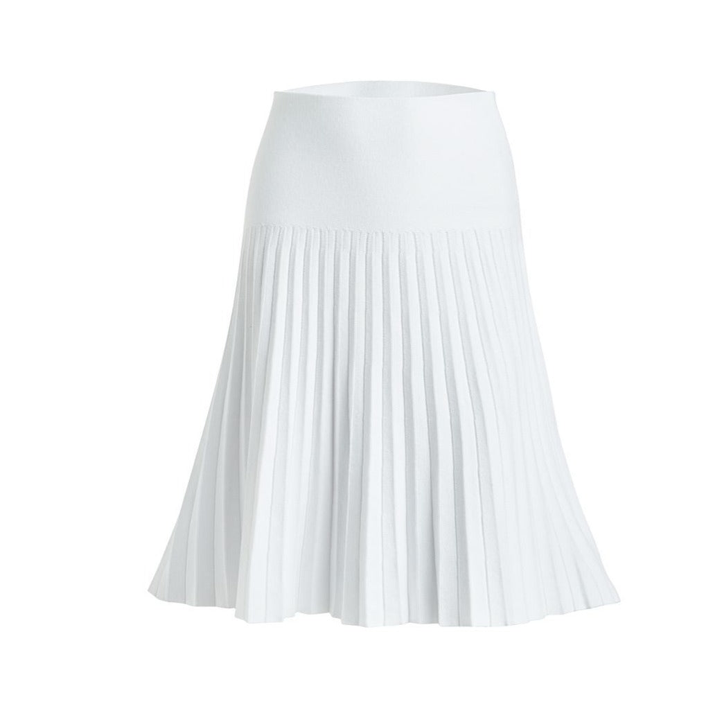 MM SUMMER PLEATED SKIRT- PURE WHITE.