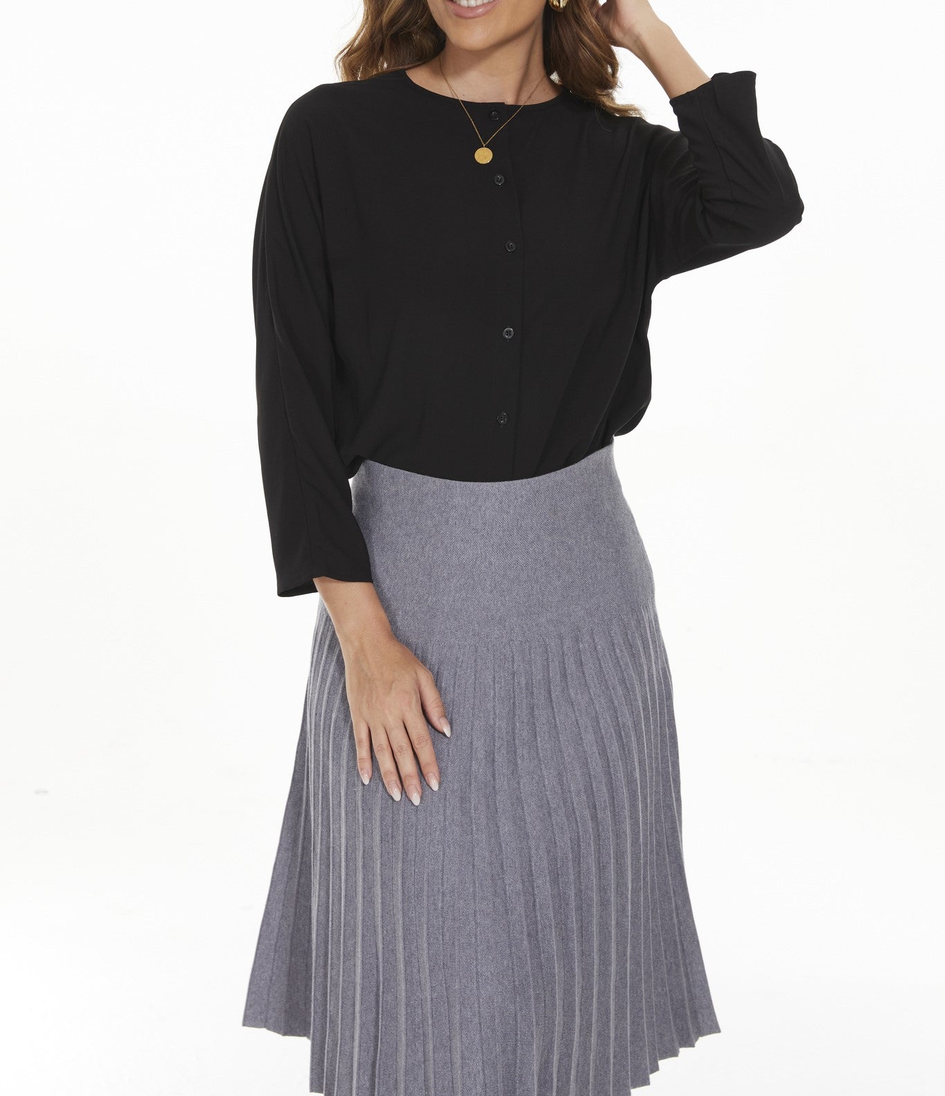 MM PERFECT BLACK DRESSY TOP - 7/8 SLEEVE
