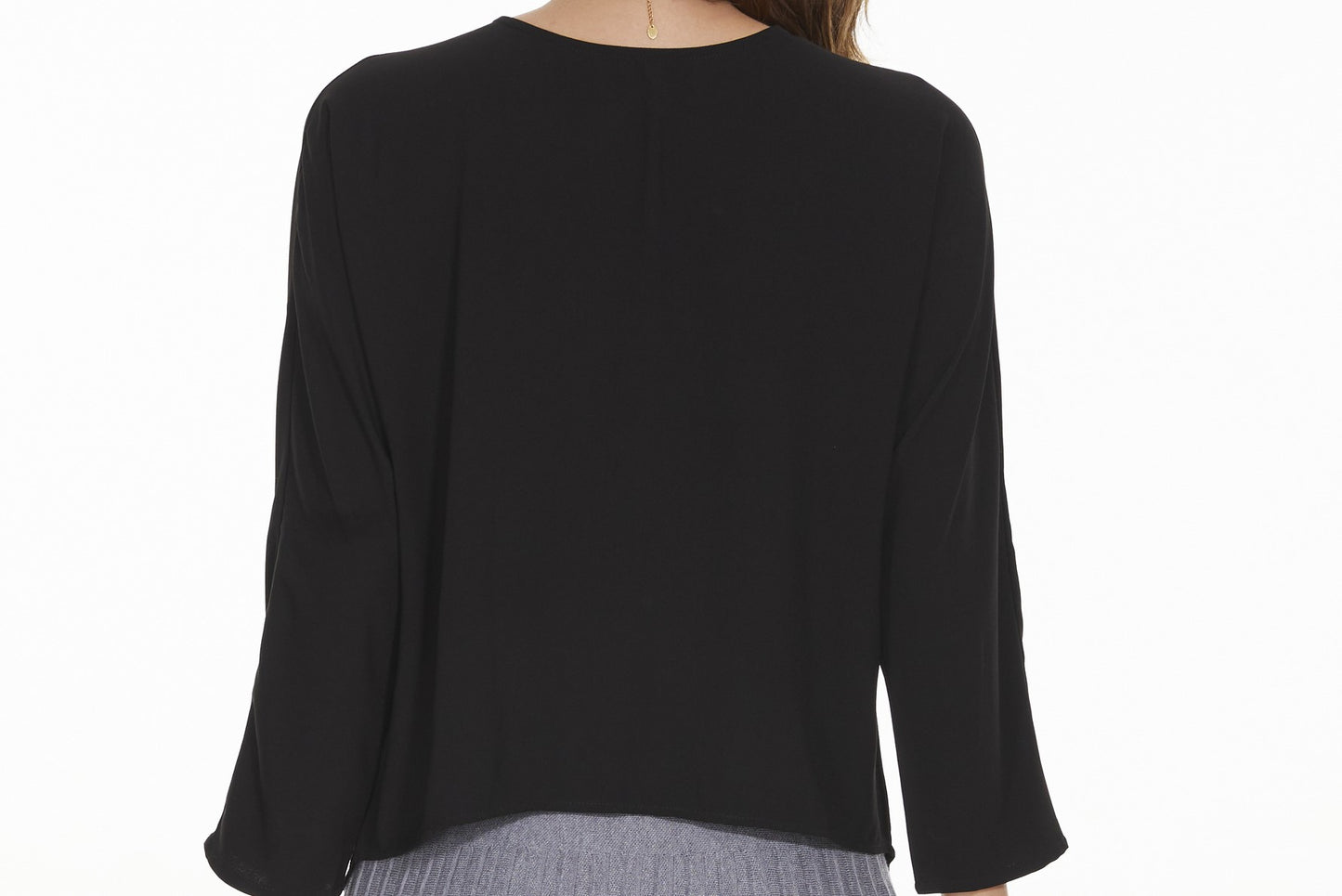 MM PERFECT BLACK DRESSY TOP - 7/8 SLEEVE