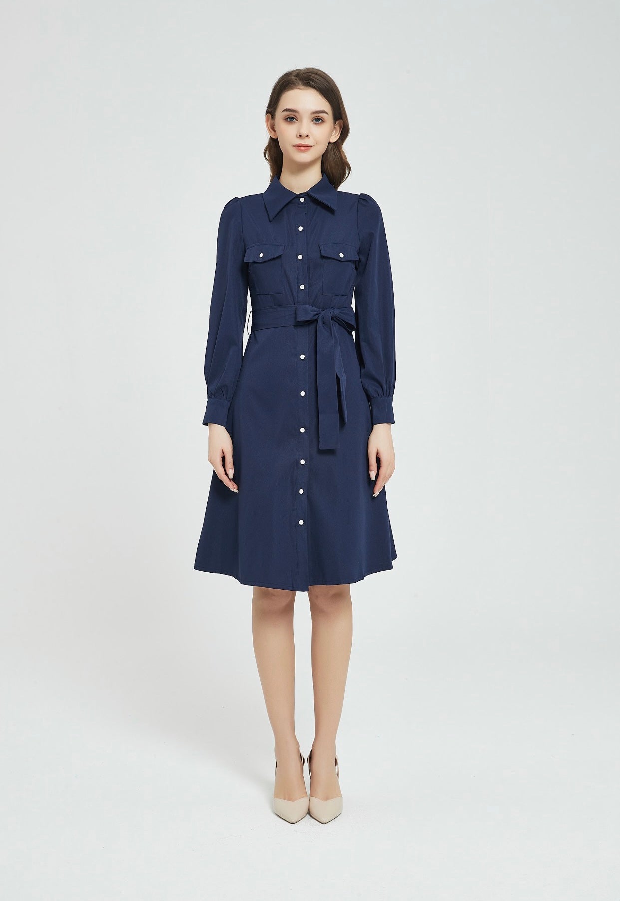 NAVY BUTTON DOWN DRESS