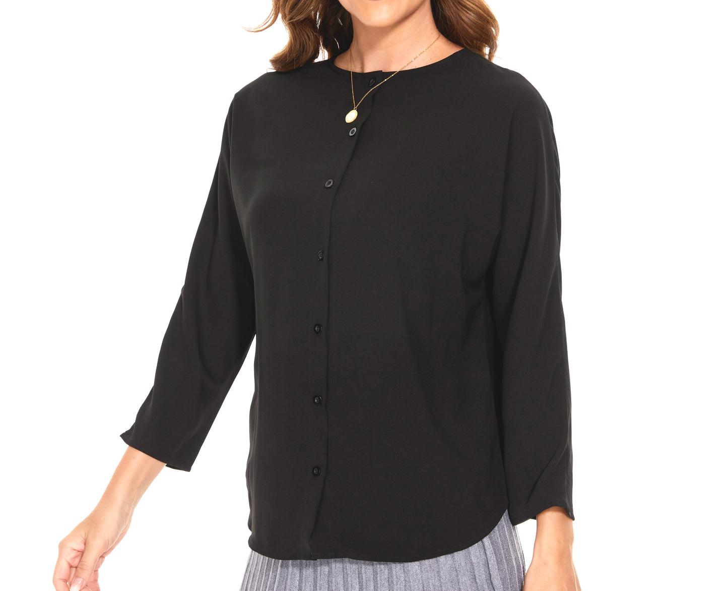MM PERFECT BLACK DRESSY TOP - 7/8 SLEEVE