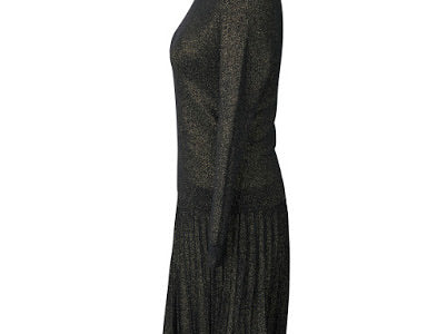 MM PLEATED SKIRT - LUREX BLACK GOLD