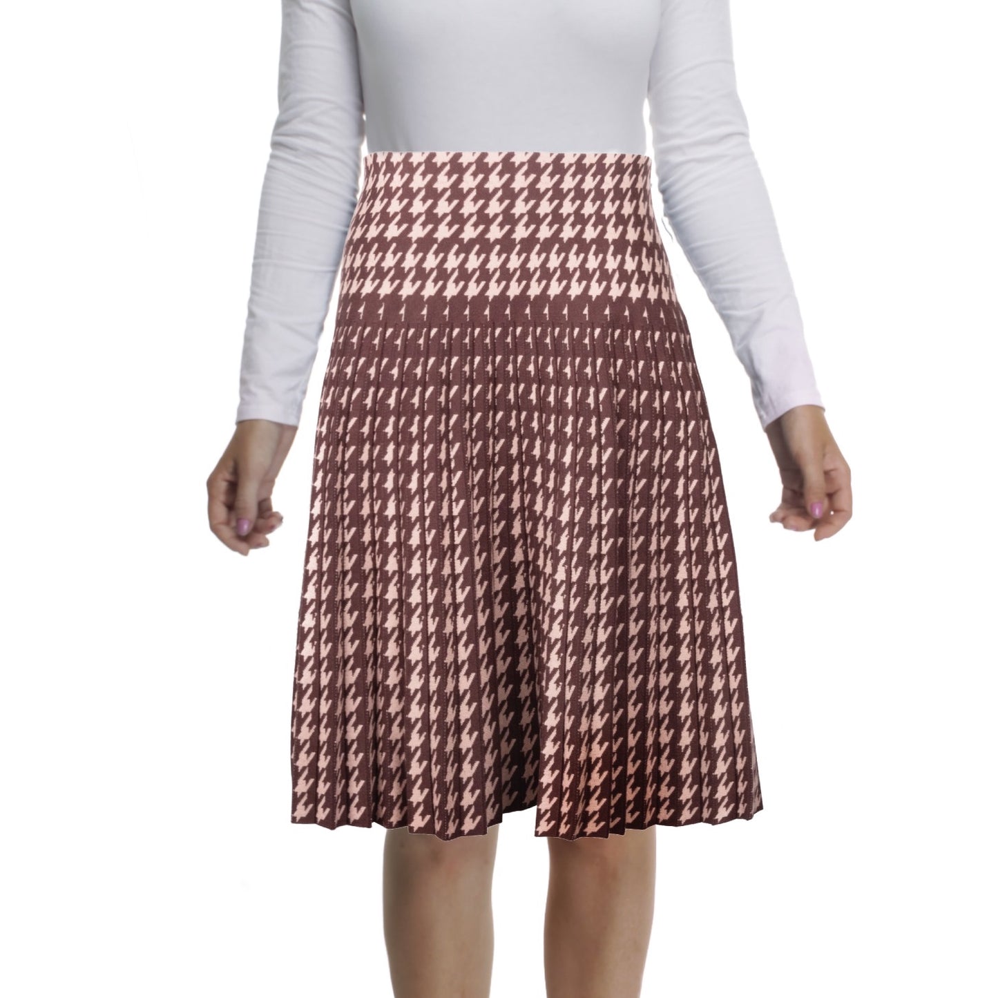 MM YEAR ROUND PLEATED - BROWN HOUNDSTOOTH