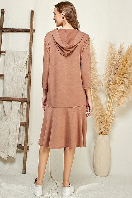 HOODIE FLARE MIDI DRESS
