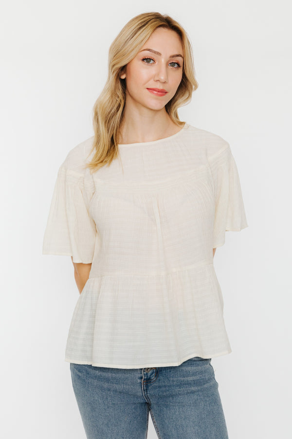 TEXTURED TIERED SHIRT