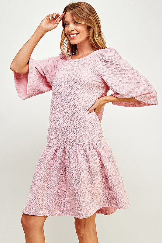 TEXTURED PINK PARTY DRESS