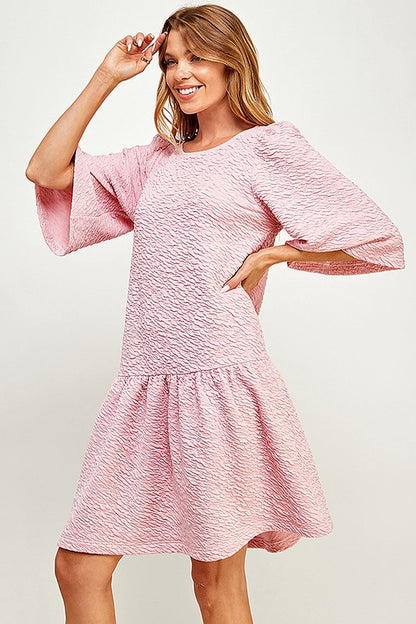 TEXTURED PINK PARTY DRESS