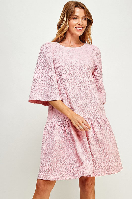 TEXTURED PINK PARTY DRESS