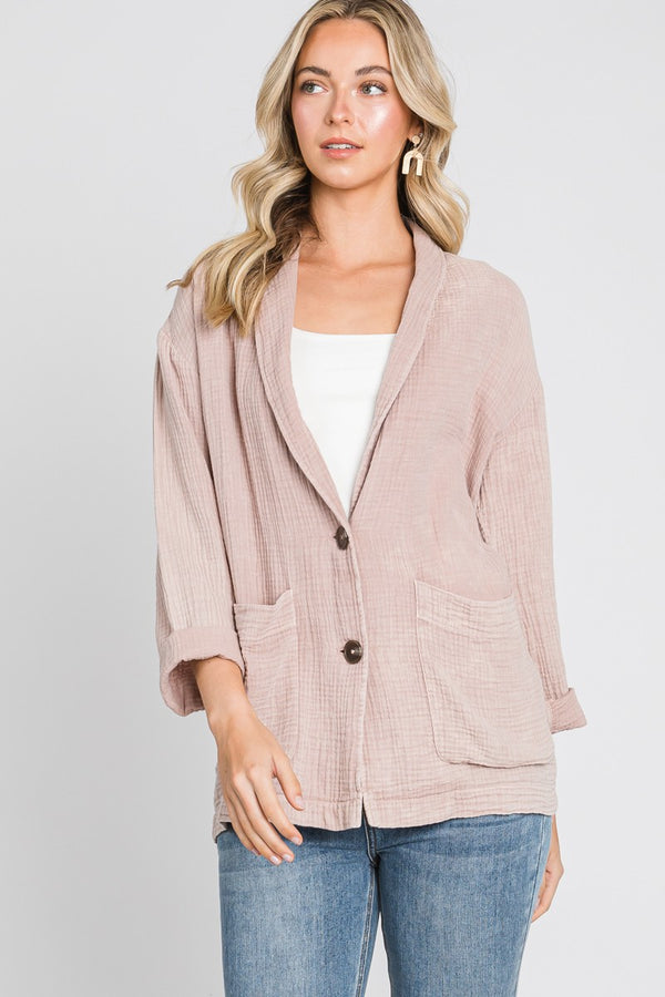 MINERAL WASH DOUBLE GAUZE BLAZER