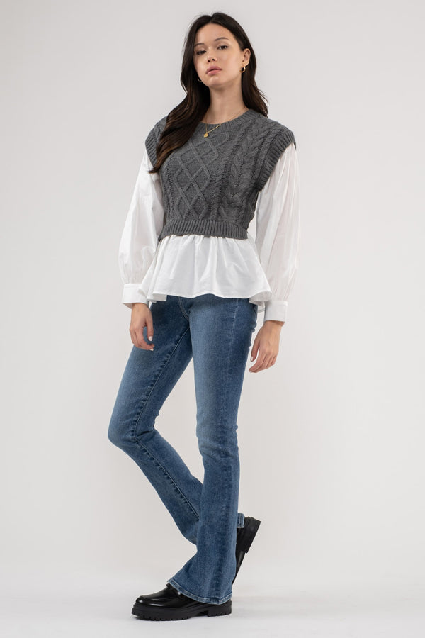 ROUND NECK KNIT SWEATER VEST