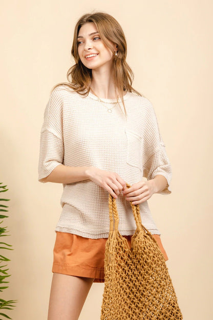 WAFFLE KNIT COMFY TOP