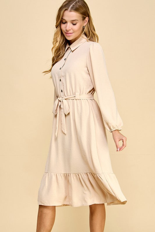 HALF BUTTON DOWN SHIRT DRESS