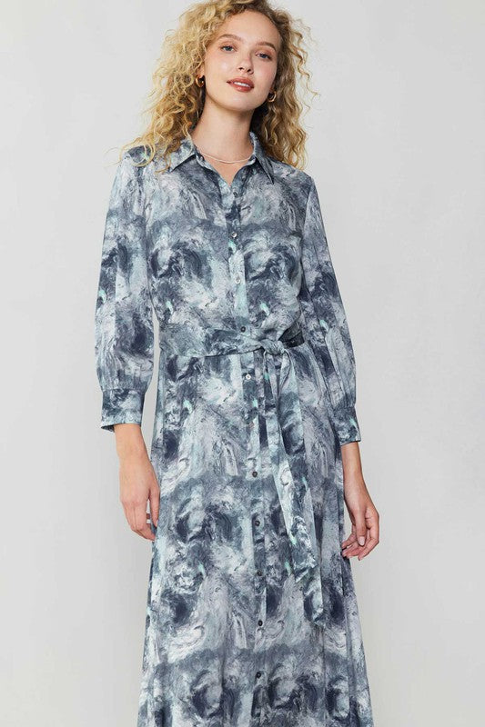 ABSTRACT PRINT SHIRT DRESS
