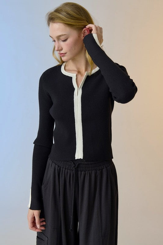 PERFECT CONTRAST RIB SWEATER
