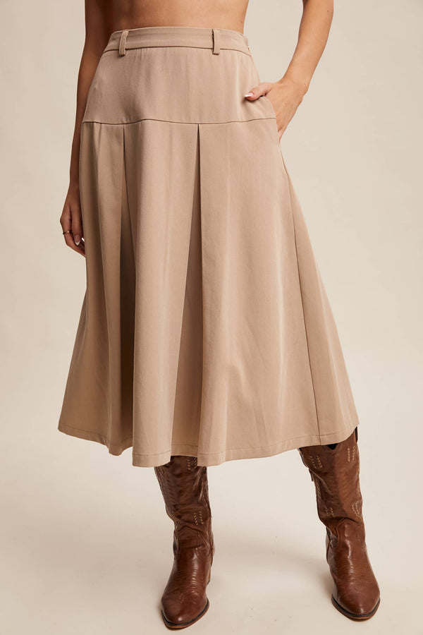 PLEATED KHAKI SKIRT