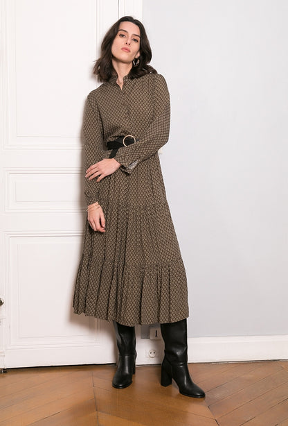 PRINTED BUTTON DRESS