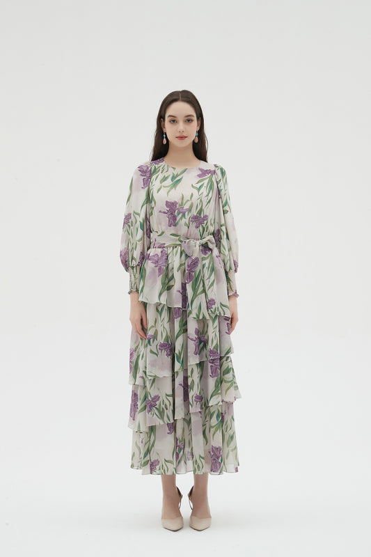 MAXI TIERED DRESS TULIPS