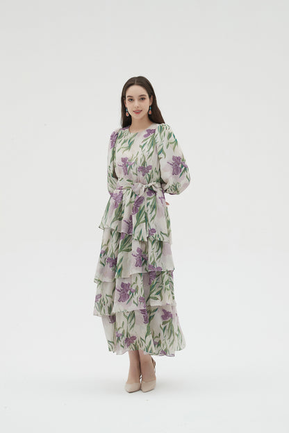 MAXI TIERED DRESS TULIPS