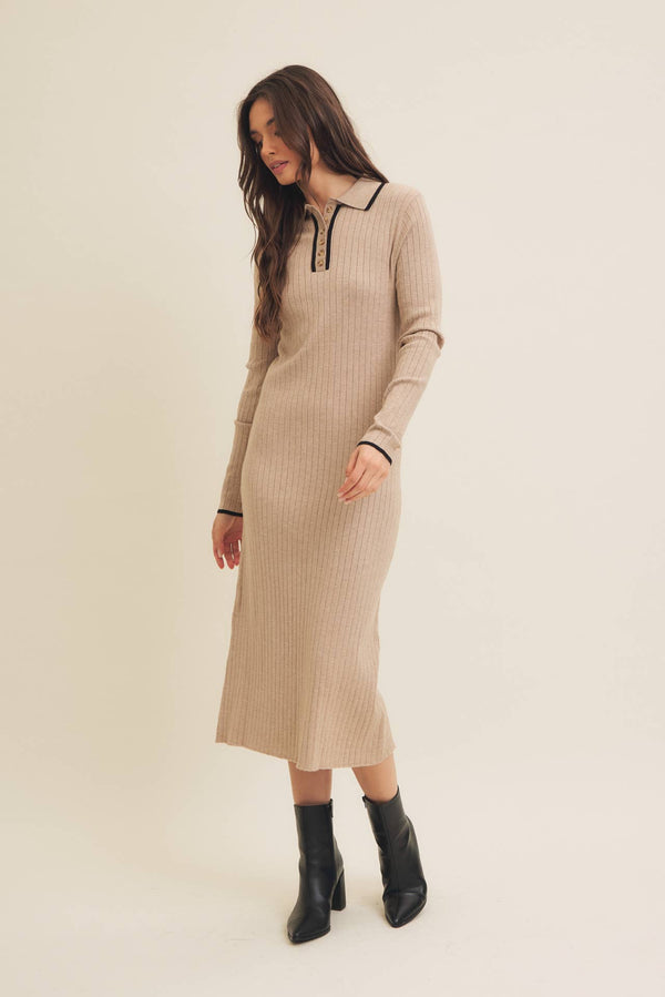 SUPER SOFT POLO SWEATER DRESS