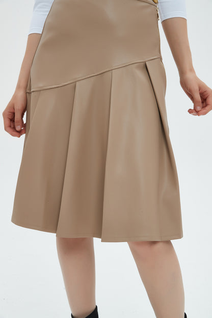 HALF PLEAT SKIRT byMM - LIGHT TAN LEATHER