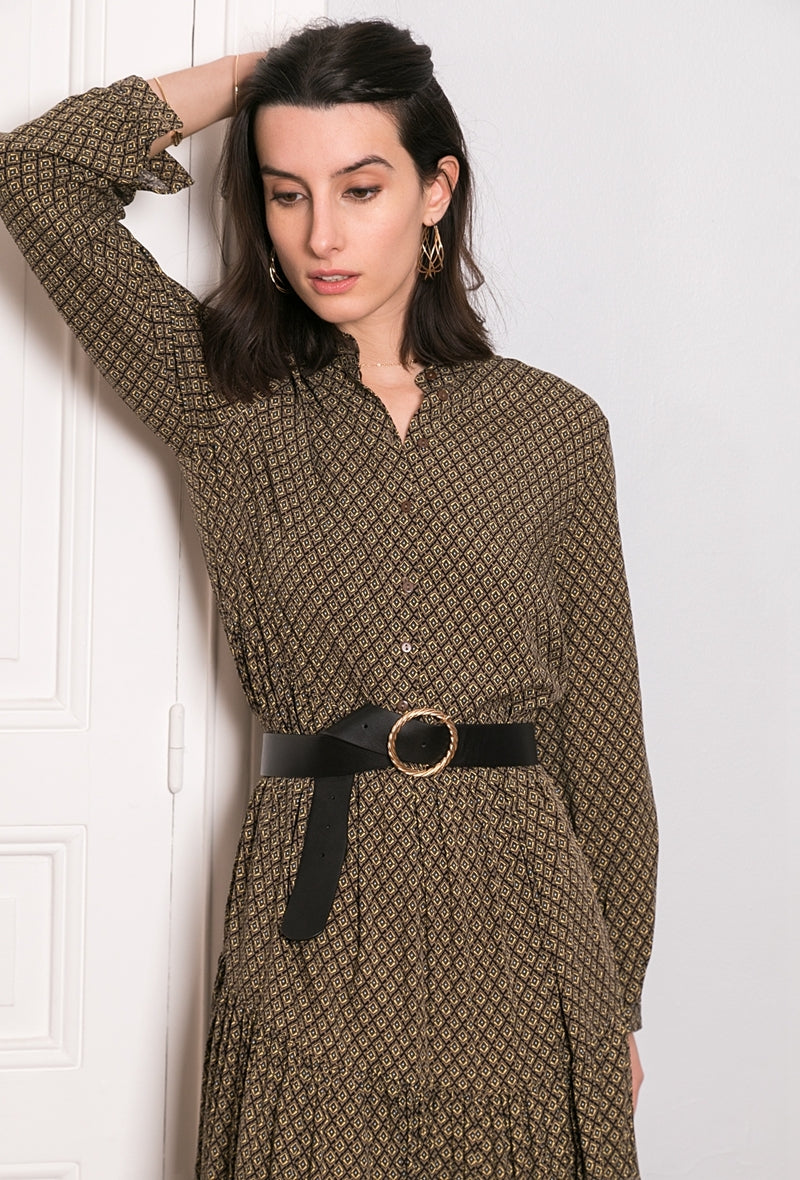 PRINTED BUTTON DRESS