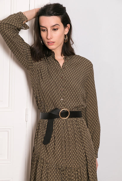 PRINTED BUTTON DRESS