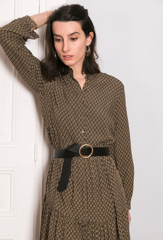 PRINTED BUTTON DRESS