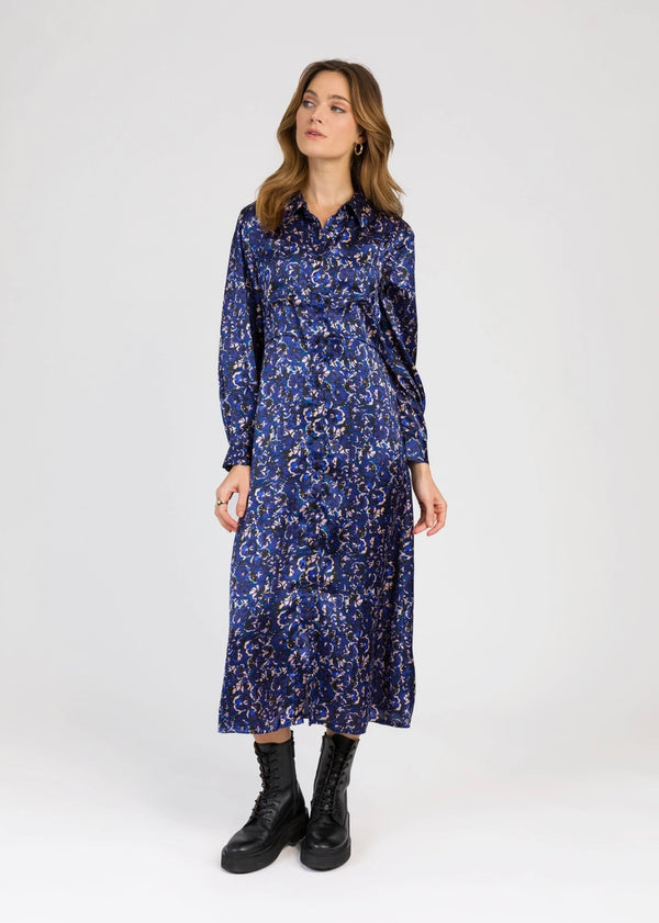 FITTED AND BUTTONED MIDI DRESS - XENIA NIGHT