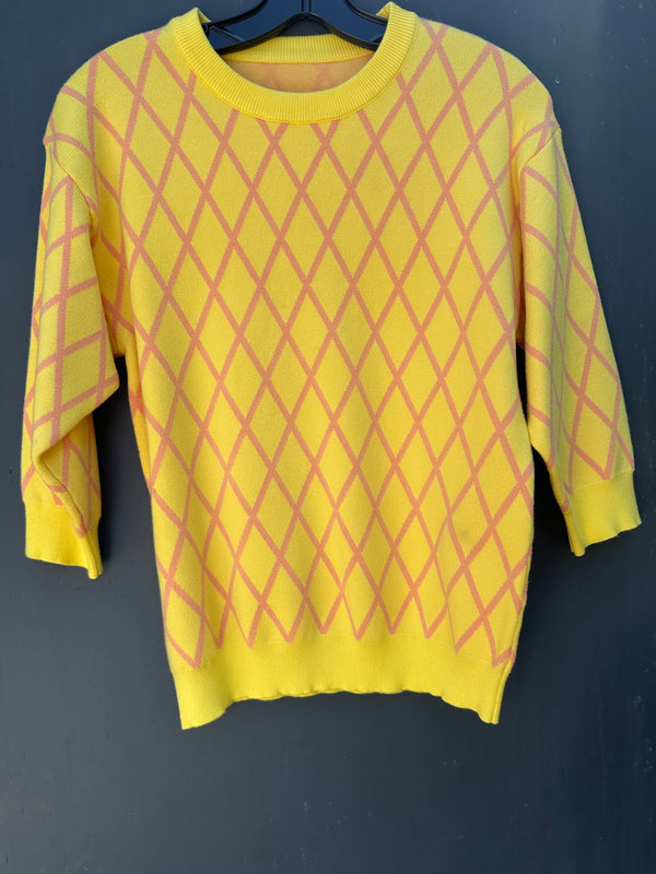 YELLOW  AND PINK KNIT TOP